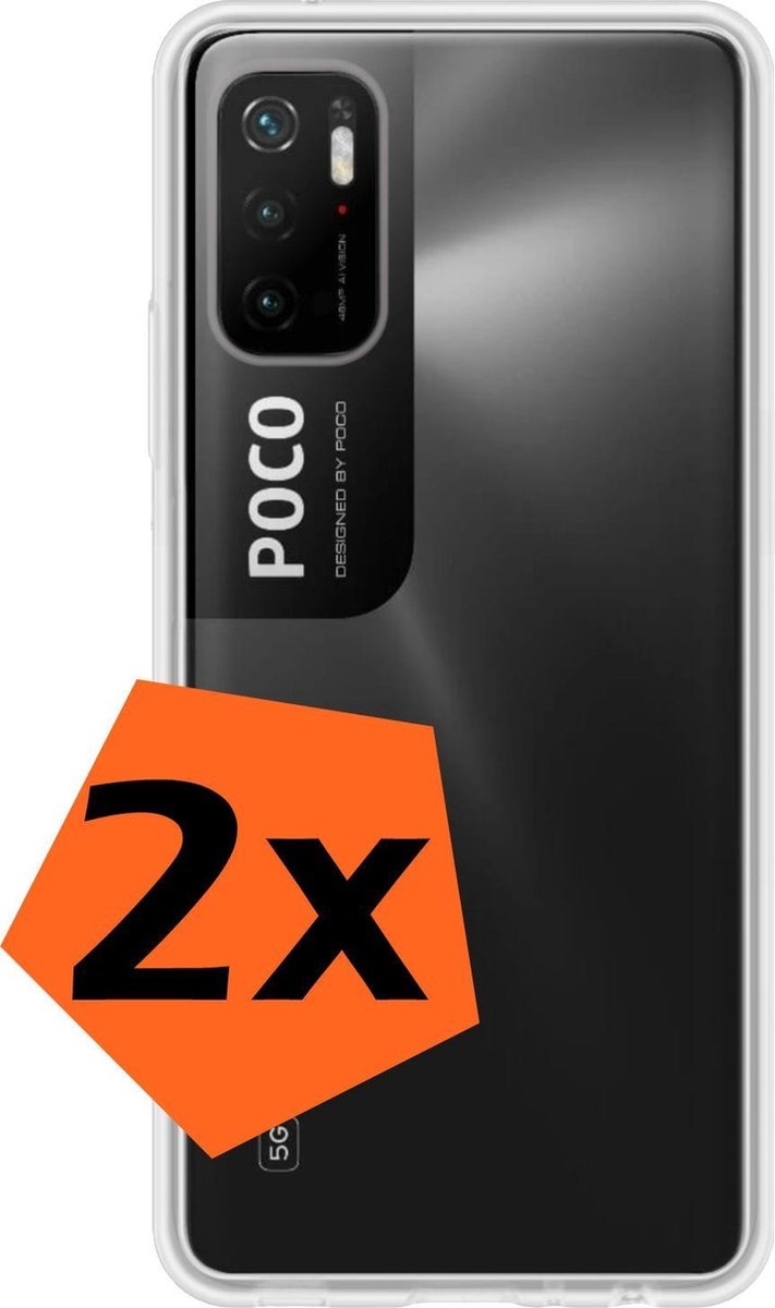 Nomfy Hoesje Geschikt voor Poco M3 Pro Hoesje Siliconen Cover Case - Hoes Geschikt voor Xiaomi Poco M3 Pro Hoes Back Case - 2-PACK - Transparant