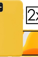 NoXx Hoes Geschikt voor iPhone X Hoesje Cover Siliconen Back Case Hoes - Geel - 2x