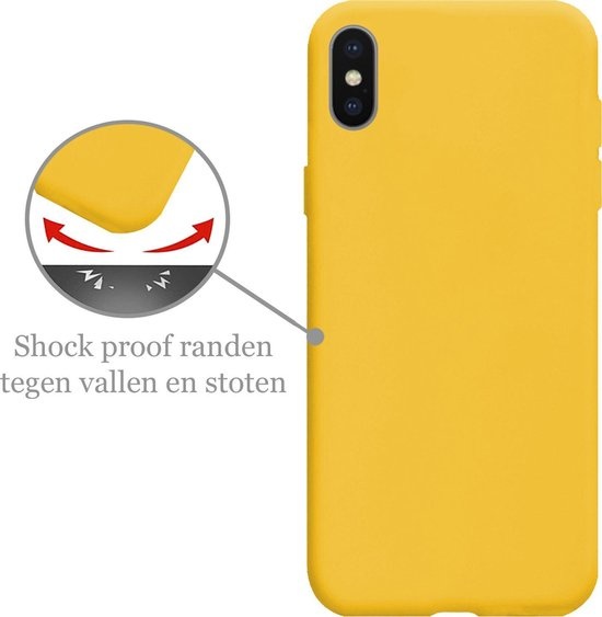 Nomfy Hoesje Geschikt voor iPhone X Hoesje Siliconen Cover Case - Hoes Geschikt voor iPhone X Hoes Back Case - Geel