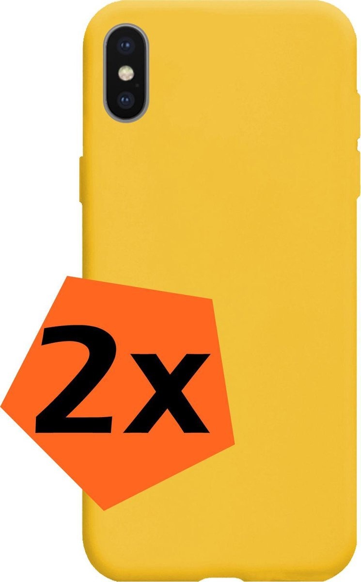Nomfy Hoesje Geschikt voor iPhone X Hoesje Siliconen Cover Case - Hoes Geschikt voor iPhone X Hoes Back Case - 2-PACK - Geel