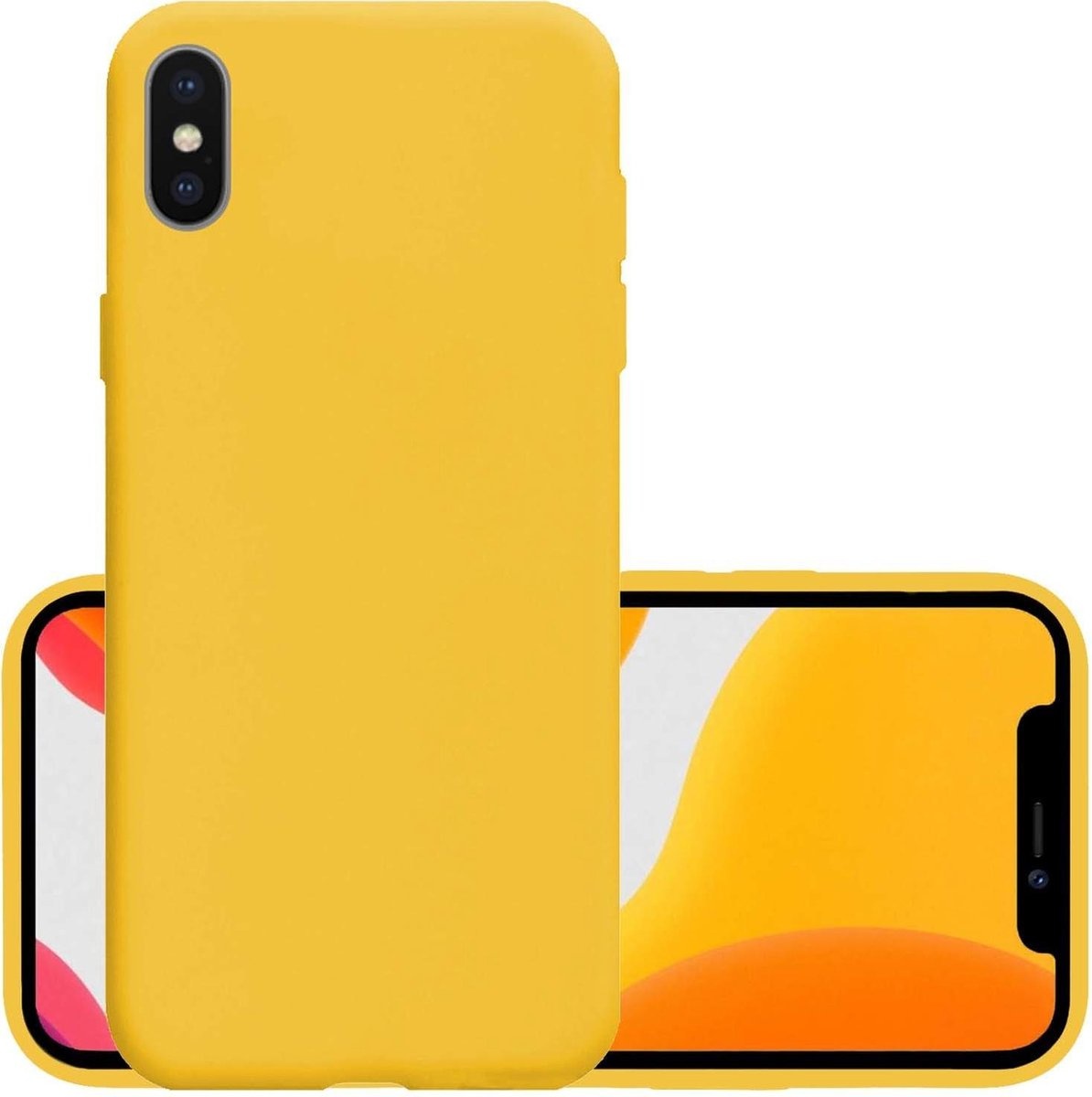 NoXx Hoes Geschikt voor iPhone Xs Hoesje Cover Siliconen Back Case Hoes - Geel