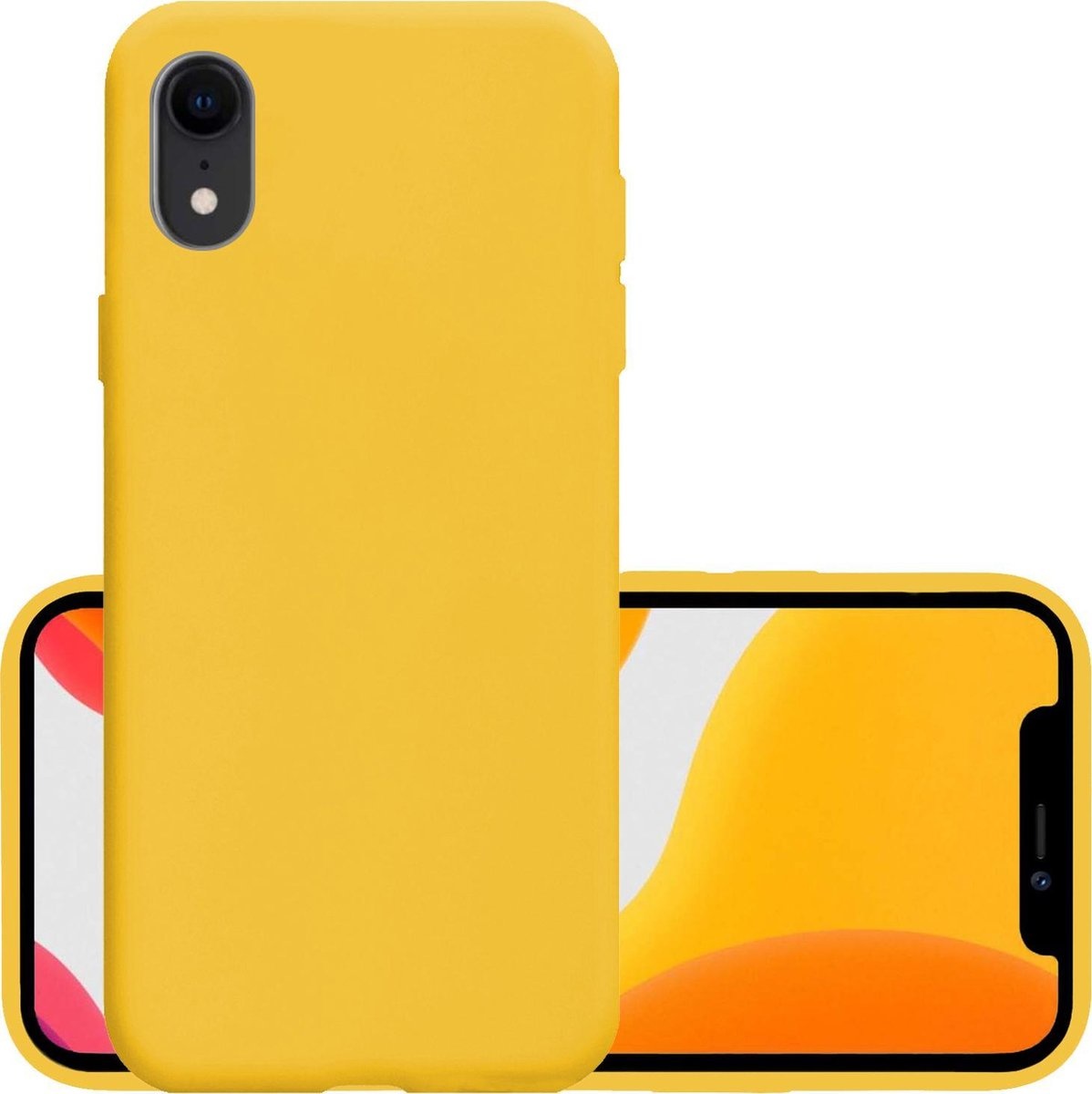 NoXx Hoes Geschikt voor iPhone XR Hoesje Cover Siliconen Back Case Hoes - Geel