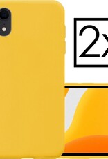 NoXx Hoes Geschikt voor iPhone XR Hoesje Cover Siliconen Back Case Hoes - Geel - 2x