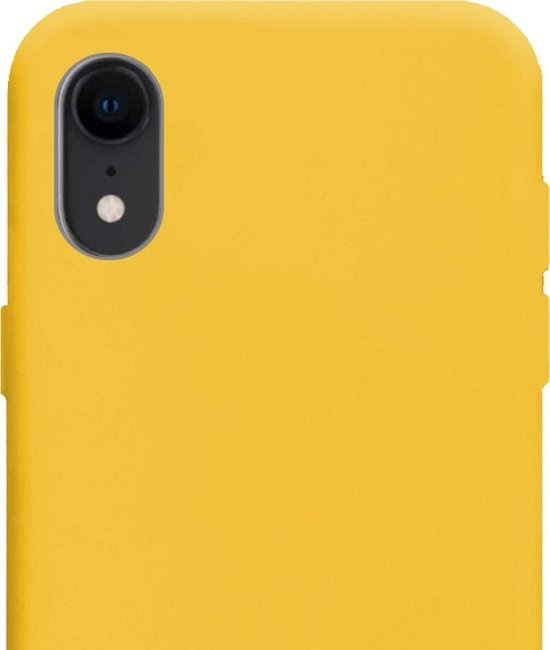 NoXx Hoes Geschikt voor iPhone XR Hoesje Cover Siliconen Back Case Hoes - Geel - 2x