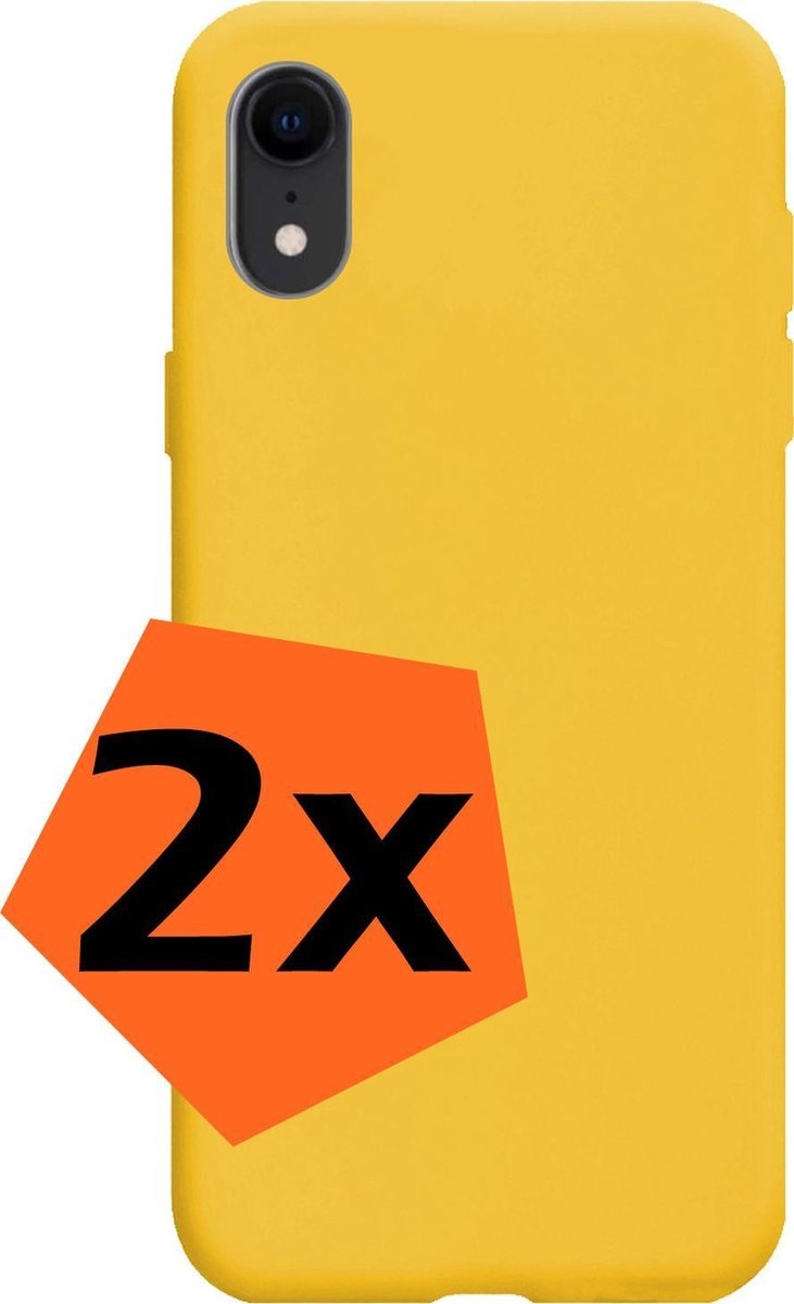 Nomfy Hoesje Geschikt voor iPhone XR Hoesje Siliconen Cover Case - Hoes Geschikt voor iPhone XR Hoes Back Case - 2-PACK - Geel