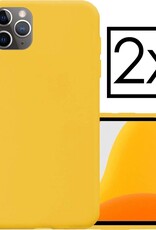 NoXx Hoes Geschikt voor iPhone 11 Pro Max Hoesje Cover Siliconen Back Case Hoes - Geel - 2x