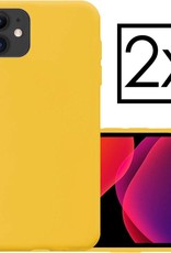 NoXx Hoes Geschikt voor iPhone 12 Mini Hoesje Cover Siliconen Back Case Hoes - Geel - 2x