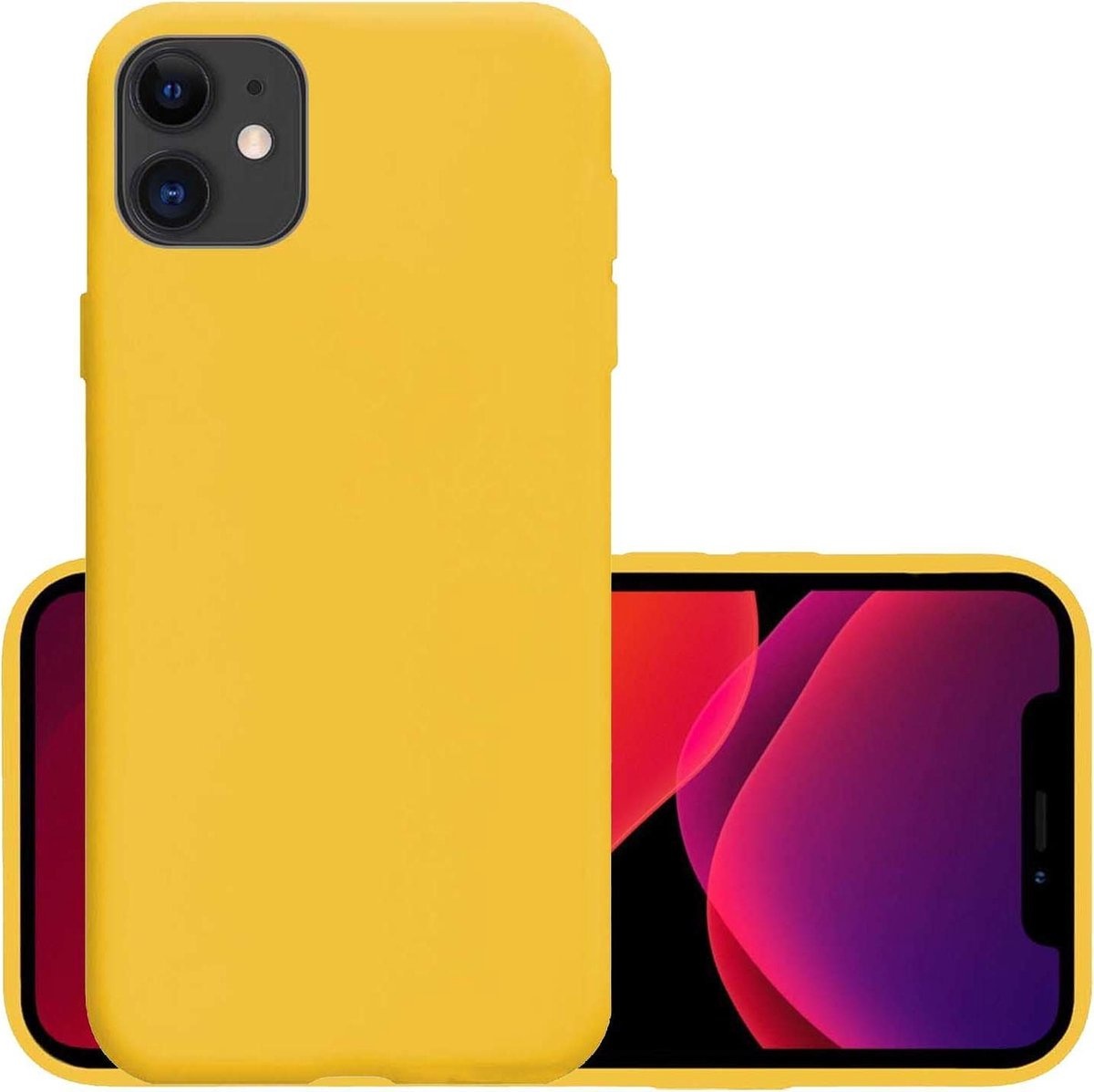 NoXx Hoes Geschikt voor iPhone 12 Hoesje Cover Siliconen Back Case Hoes - Geel
