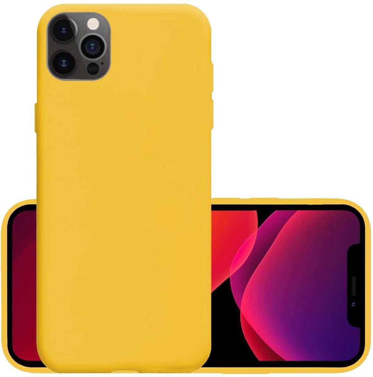 NoXx Hoes Geschikt voor iPhone 12 Pro Max Hoesje Cover Siliconen Back Case Hoes - Geel