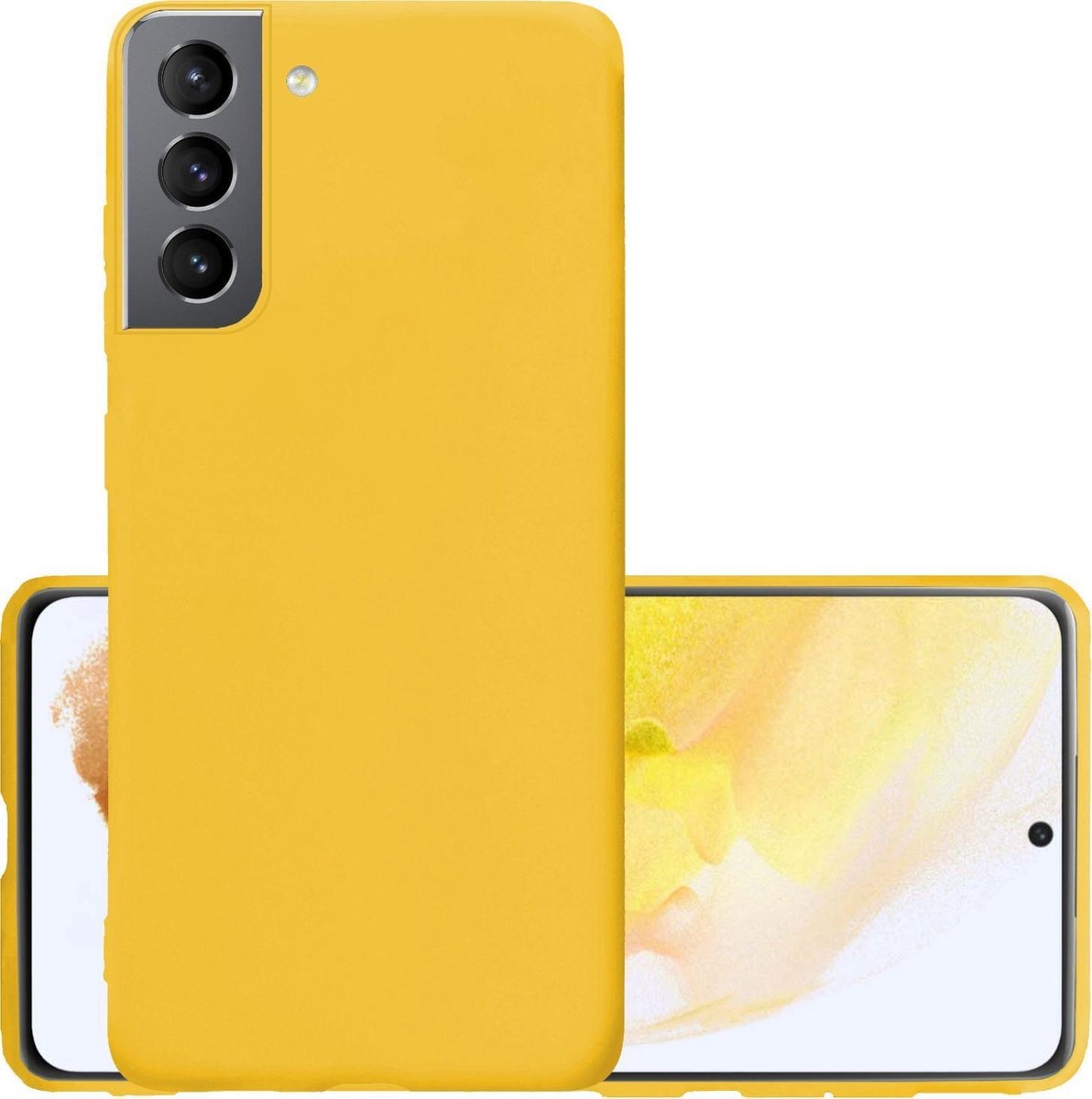 NoXx Hoes Geschikt voor Samsung S21 Hoesje Cover Siliconen Back Case Hoes - Geel
