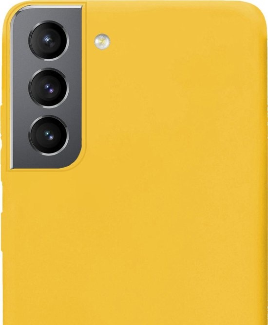 NoXx Hoes Geschikt voor Samsung S21 Hoesje Cover Siliconen Back Case Hoes - Geel - 2x