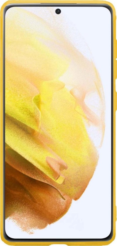 NoXx Hoes Geschikt voor Samsung S21 Hoesje Cover Siliconen Back Case Hoes - Geel - 2x