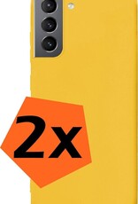 Nomfy Hoesje Geschikt voor Samsung S21 Hoesje Siliconen Cover Case - Hoes Geschikt voor Samsung Galaxy S21 Hoes Back Case - 2-PACK - Geel