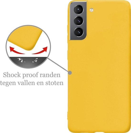 Nomfy Hoesje Geschikt voor Samsung S21 Plus Hoesje Siliconen Cover Case - Hoes Geschikt voor Samsung Galaxy S21 Plus Hoes Back Case - Geel