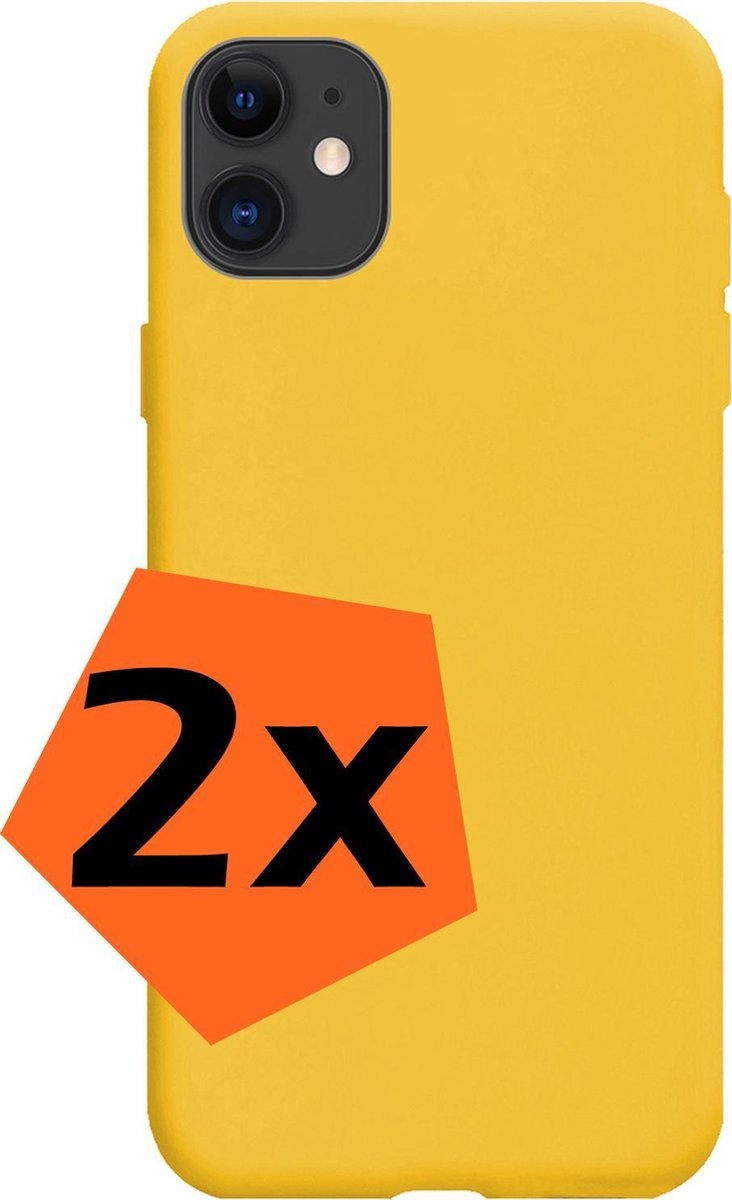 Nomfy Hoesje Geschikt voor iPhone 12 Pro Hoesje Siliconen Cover Case - Hoes Geschikt voor iPhone 12 Pro Hoes Back Case - 2-PACK - Geel