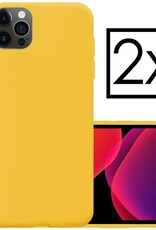 NoXx Hoes Geschikt voor iPhone 12 Pro Max Hoesje Cover Siliconen Back Case Hoes - Geel - 2x