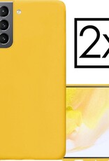 NoXx Hoes Geschikt voor Samsung S21 Hoesje Cover Siliconen Back Case Hoes - Geel - 2x