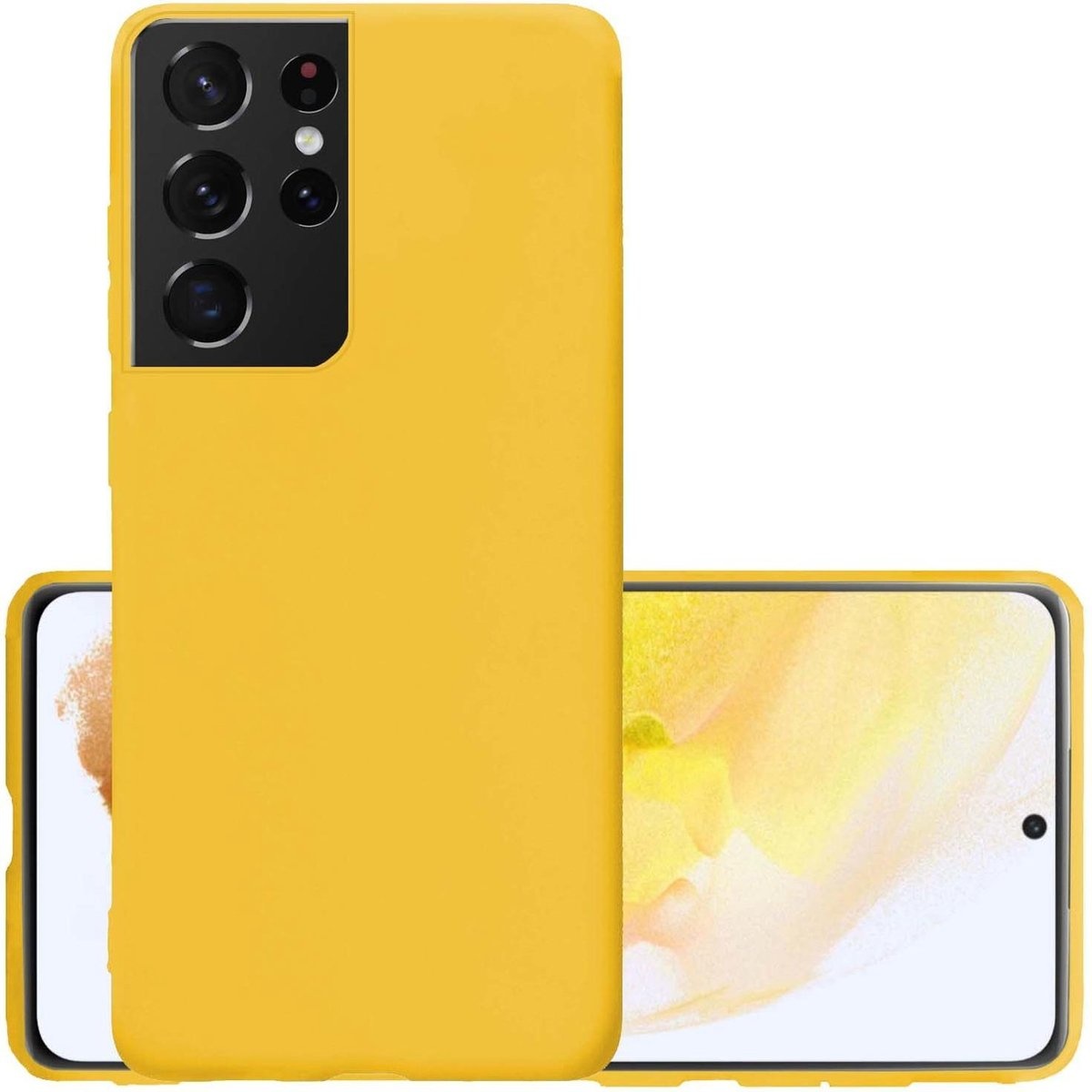 NoXx Hoes Geschikt voor Samsung S21 Ultra Hoesje Cover Siliconen Back Case Hoes - Geel