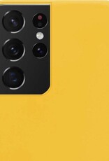 NoXx Hoes Geschikt voor Samsung S21 Ultra Hoesje Cover Siliconen Back Case Hoes - Geel