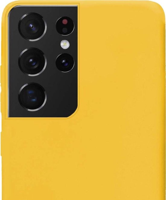 NoXx Hoes Geschikt voor Samsung S21 Ultra Hoesje Cover Siliconen Back Case Hoes - Geel - 2x