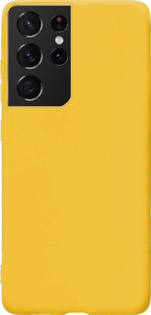 Nomfy Hoesje Geschikt voor Samsung S21 Ultra Hoesje Siliconen Cover Case - Hoes Geschikt voor Samsung Galaxy S21 Ultra Hoes Back Case - Geel