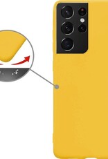 Nomfy Hoesje Geschikt voor Samsung S21 Ultra Hoesje Siliconen Cover Case - Hoes Geschikt voor Samsung Galaxy S21 Ultra Hoes Back Case - Geel