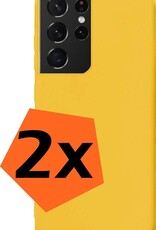 Nomfy Hoesje Geschikt voor Samsung S21 Ultra Hoesje Siliconen Cover Case - Hoes Geschikt voor Samsung Galaxy S21 Ultra Hoes Back Case - 2-PACK - Geel