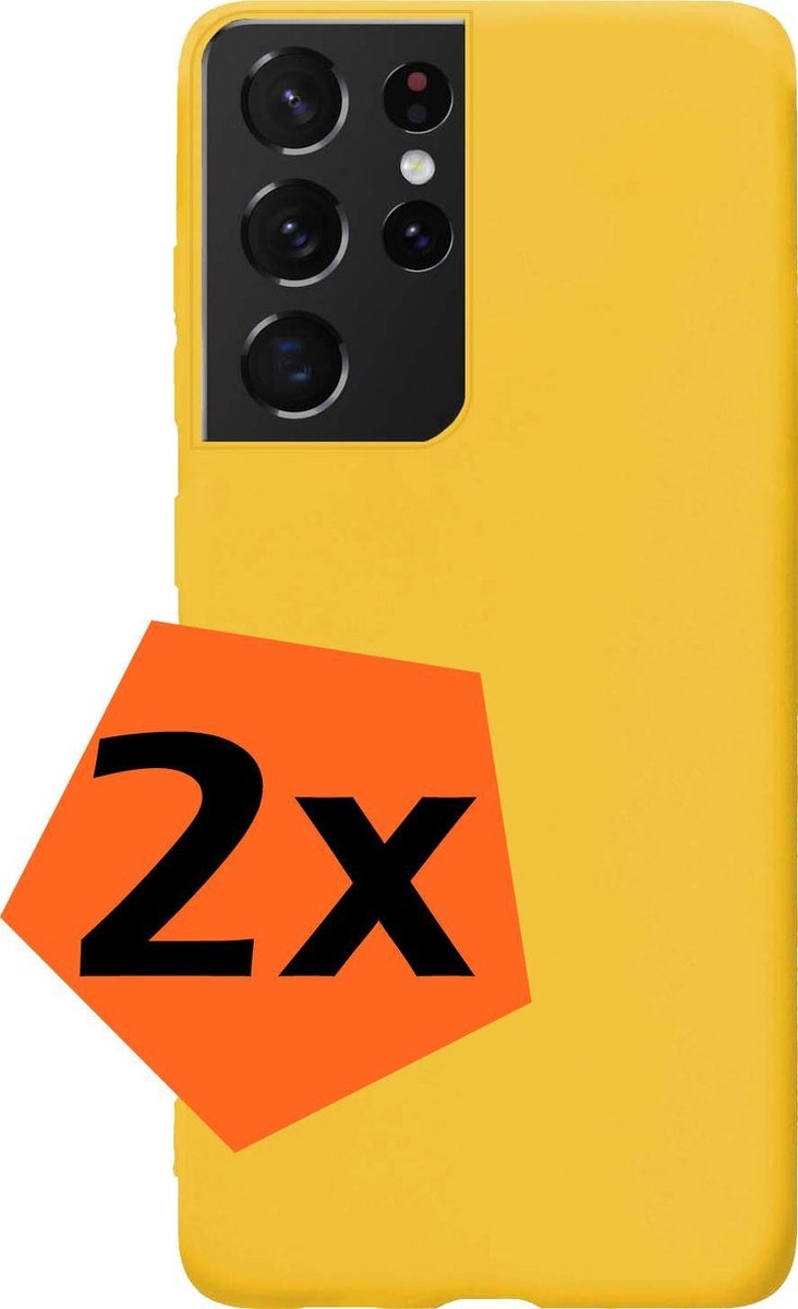 Nomfy Hoesje Geschikt voor Samsung S21 Ultra Hoesje Siliconen Cover Case - Hoes Geschikt voor Samsung Galaxy S21 Ultra Hoes Back Case - 2-PACK - Geel