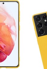 Nomfy Hoesje Geschikt voor Samsung S21 Ultra Hoesje Siliconen Cover Case - Hoes Geschikt voor Samsung Galaxy S21 Ultra Hoes Back Case - 2-PACK - Geel