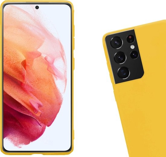 Nomfy Hoesje Geschikt voor Samsung S21 Ultra Hoesje Siliconen Cover Case - Hoes Geschikt voor Samsung Galaxy S21 Ultra Hoes Back Case - 2-PACK - Geel