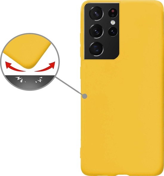 Nomfy Hoesje Geschikt voor Samsung S21 Ultra Hoesje Siliconen Cover Case - Hoes Geschikt voor Samsung Galaxy S21 Ultra Hoes Back Case - 2-PACK - Geel