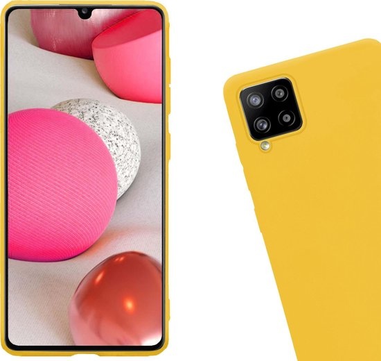 Nomfy Hoesje Geschikt voor Samsung A12 Hoesje Siliconen Cover Case - Hoes Geschikt voor Samsung Galaxy A12 Hoes Back Case - Geel
