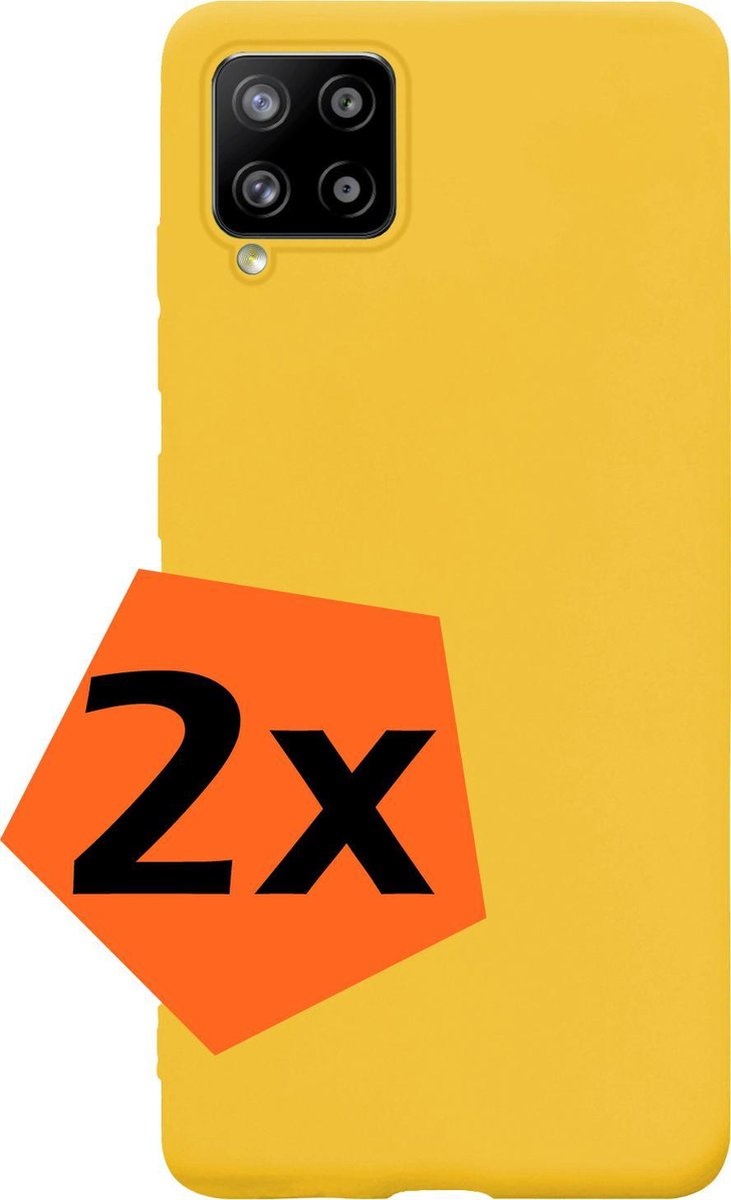 Nomfy Hoesje Geschikt voor Samsung A12 Hoesje Siliconen Cover Case - Hoes Geschikt voor Samsung Galaxy A12 Hoes Back Case - 2-PACK - Geel