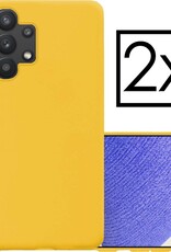NoXx Hoes Geschikt voor Samsung A32 5G Hoesje Cover Siliconen Back Case Hoes - Geel - 2x