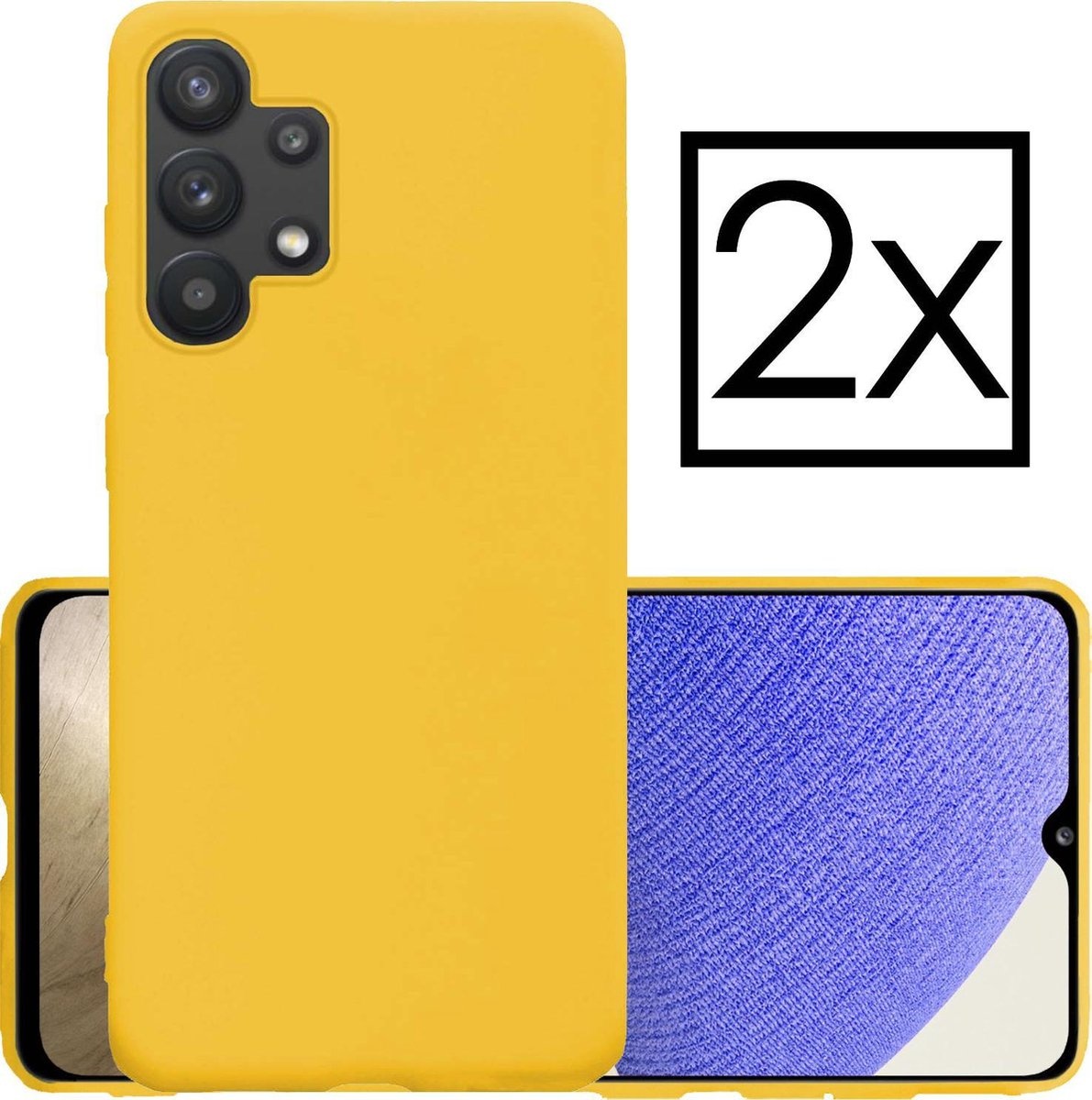 NoXx Hoes Geschikt voor Samsung A32 5G Hoesje Cover Siliconen Back Case Hoes - Geel - 2x