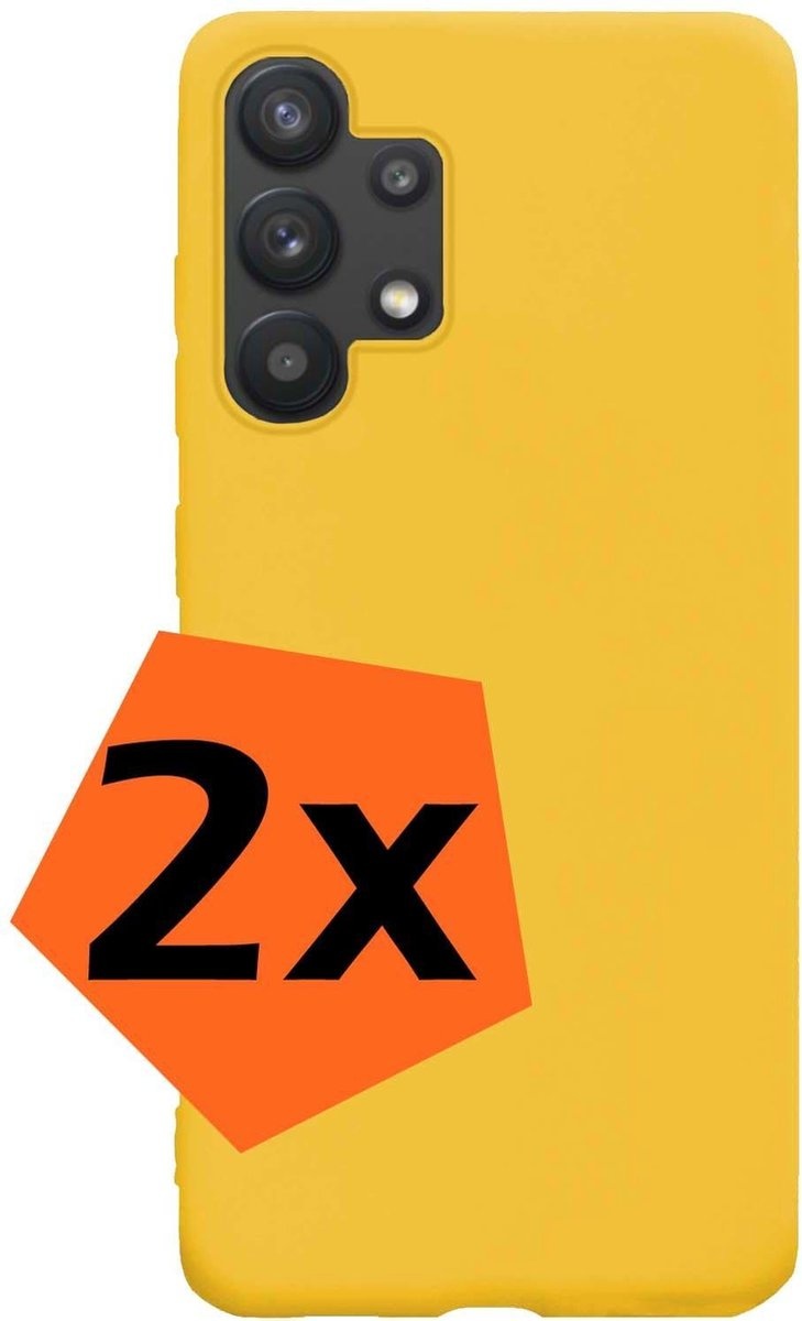 Nomfy Hoesje Geschikt voor Samsung A32 5G Hoesje Siliconen Cover Case - Hoes Geschikt voor Samsung Galaxy A32 5G Hoes Back Case - 2-PACK - Geel