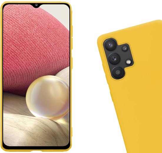 Nomfy Hoesje Geschikt voor Samsung A32 5G Hoesje Siliconen Cover Case - Hoes Geschikt voor Samsung Galaxy A32 5G Hoes Back Case - 2-PACK - Geel
