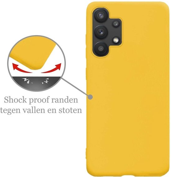 Nomfy Hoesje Geschikt voor Samsung A32 5G Hoesje Siliconen Cover Case - Hoes Geschikt voor Samsung Galaxy A32 5G Hoes Back Case - 2-PACK - Geel