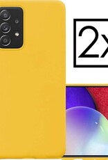 NoXx Hoes Geschikt voor Samsung A52 Hoesje Cover Siliconen Back Case Hoes - Geel - 2x