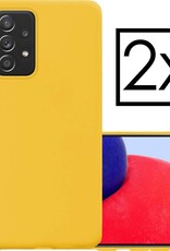 NoXx Hoes Geschikt voor Samsung A72 Hoesje Cover Siliconen Back Case Hoes - Geel - 2x