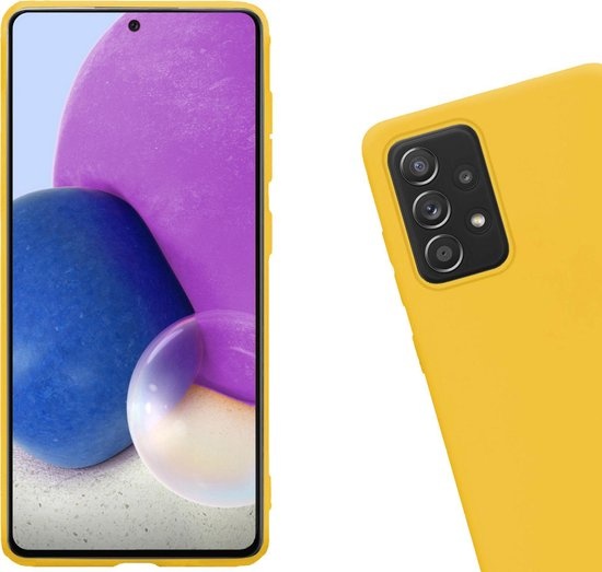 Nomfy Hoesje Geschikt voor Samsung A72 Hoesje Siliconen Cover Case - Hoes Geschikt voor Samsung Galaxy A72 Hoes Back Case - Geel