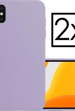 NoXx Hoes Geschikt voor iPhone X Hoesje Cover Siliconen Back Case Hoes - Lila - 2x