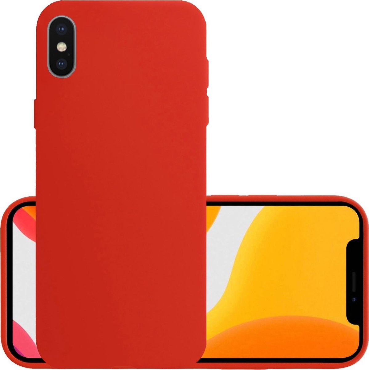 NoXx Hoes Geschikt voor iPhone X Hoesje Cover Siliconen Back Case Hoes - Rood