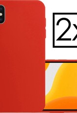NoXx Hoes Geschikt voor iPhone X Hoesje Cover Siliconen Back Case Hoes - Rood - 2x