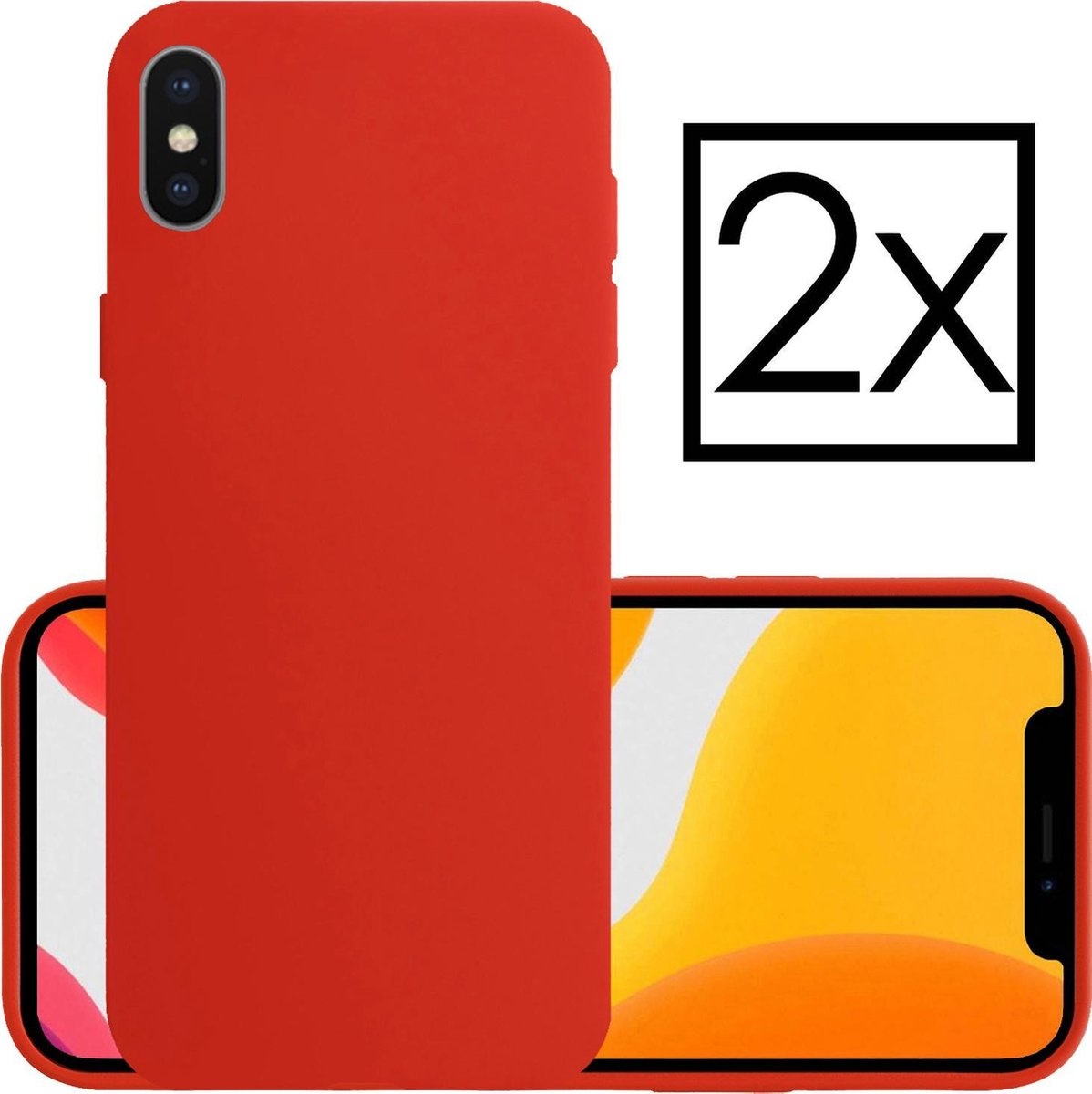 NoXx Hoes Geschikt voor iPhone X Hoesje Cover Siliconen Back Case Hoes - Rood - 2x