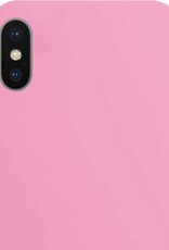 NoXx Hoes Geschikt voor iPhone X Hoesje Cover Siliconen Back Case Hoes - Lichtroze