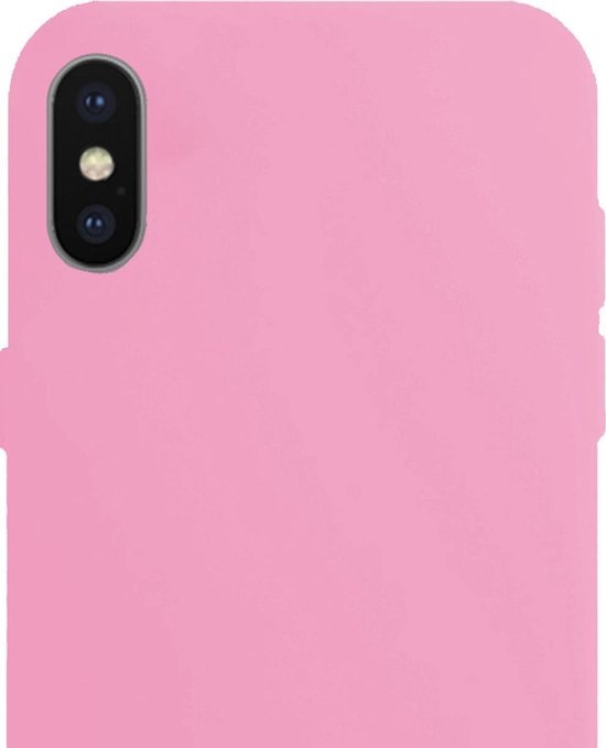NoXx Hoes Geschikt voor iPhone X Hoesje Cover Siliconen Back Case Hoes - Lichtroze