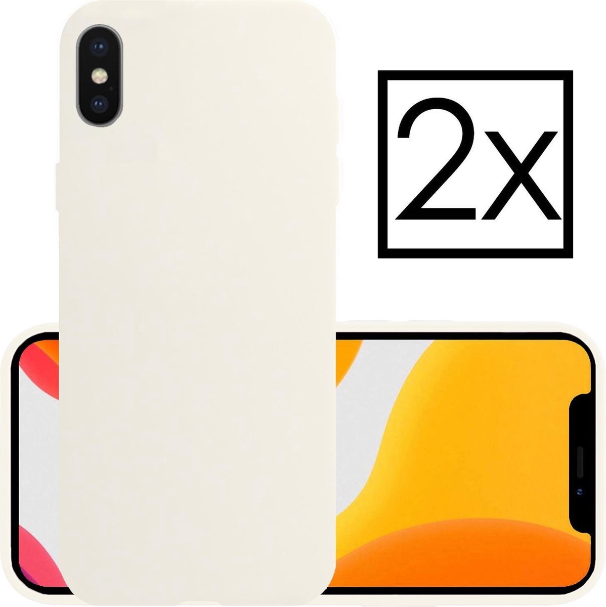 NoXx Hoes Geschikt voor iPhone X Hoesje Cover Siliconen Back Case Hoes - Wit - 2x