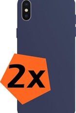 Nomfy Hoesje Geschikt voor iPhone X Hoesje Siliconen Cover Case - Hoes Geschikt voor iPhone X Hoes Back Case - 2-PACK - Donkerblauw