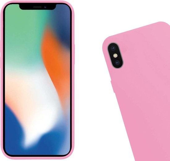 Nomfy Hoesje Geschikt voor iPhone X Hoesje Siliconen Cover Case - Hoes Geschikt voor iPhone X Hoes Back Case - Lichtroze